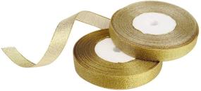 img 2 attached to ✨ Feyarl Glitter Metallic Gold Ribbon: Sparkly 5/8-inch Wide Fabric Ribbon for Crafts, Sewing, Wedding & Party Décor, Gift Wrapping, Hair Bows, Floral Projects & More (Gold)