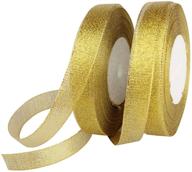 ✨ feyarl glitter metallic gold ribbon: sparkly 5/8-inch wide fabric ribbon for crafts, sewing, wedding & party décor, gift wrapping, hair bows, floral projects & more (gold) logo