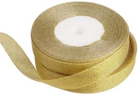 img 1 attached to ✨ Feyarl Glitter Metallic Gold Ribbon: Sparkly 5/8-inch Wide Fabric Ribbon for Crafts, Sewing, Wedding & Party Décor, Gift Wrapping, Hair Bows, Floral Projects & More (Gold)