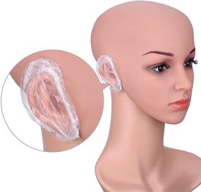 img 2 attached to 💦 Водонепроницаемые одноразовые накладки на уши - 100 штук для окрашивания волос, душа, купания.