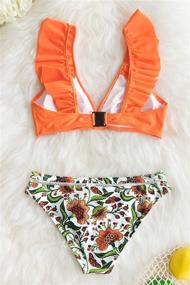 img 1 attached to 🧡 CUPSHE Orange Floral Bottom Ruffle Bikini Set with Hook Closure - Women's