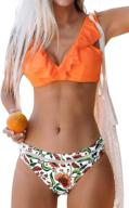 🧡 cupshe orange floral bottom ruffle bikini set with hook closure - women's logo