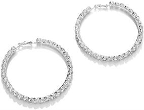 img 2 attached to 💎 IORMAN Large Hoop Earrings: Stylish and Hypoallergenic Rhinestone Fully-Jewelled Earrings for Women and Girls