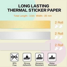 img 3 attached to 🔖 Phomemo Self-Adhesive Thermal Sticker: Semi-Transparent/Gold & Silver Glitter, 6 Rolls, 25mm x 3.5m - For M02S Mini Bluetooth Thermal Pocket Printer