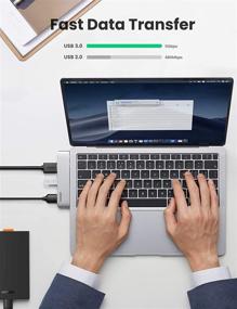 img 1 attached to 🔌 UGREEN USB C Hub for MacBook Pro: 4K HDMI, Thunderbolt 3, 100W Power Delivery, 3 USB 3.0 Ports – Silver