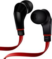 noisehush nx80 earphones: premium bass stereo headphones with tangle-free cable, inline microphone, and earbuds - black/red logo