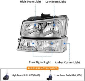 img 3 attached to DWVO Headlight Assembly Compatible With 2003-2006 Chevy Avalanche Silverado 1500 2500 3500/2007 Chevrolet Silverado Classic (Chrome)