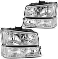 dwvo headlight assembly compatible with 2003-2006 chevy avalanche silverado 1500 2500 3500/2007 chevrolet silverado classic (chrome) logo