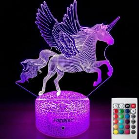 img 4 attached to 🦄 Focusky Unicorn Gifts for Girls, Unicorn Night Light Lamp with Dimmer, 16 Colors and 7 Colors Changing, Touch and Remote Control, Unicorn Toys Birthday Gifts for Girls 2-9 Years Old