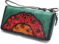 👜 women's vintage handmade leather wristlet with embossed design - handbags & wallets logo