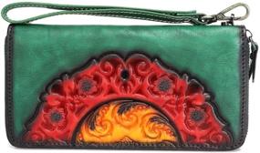 img 2 attached to 👜 Women's Vintage Handmade Leather Wristlet with Embossed Design - Handbags & Wallets