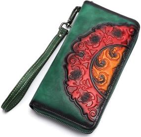 img 3 attached to 👜 Women's Vintage Handmade Leather Wristlet with Embossed Design - Handbags & Wallets