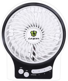 img 4 attached to 🌬️ LETTON Portable Mini USB Fan: Rechargeable Battery, 3 Speeds, LED Light - White | Ideal for Home Use