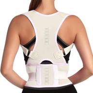 🩺 thoracic back brace posture corrector with magnetic lumbar support belt - relieve back pain, enhance thoracic kyphosis - suitable for men & women (medium, white) логотип