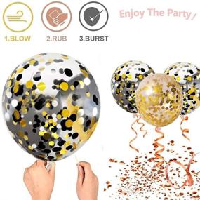 img 1 attached to 🎈 Zesliwy Black Gold Confetti Balloons 50 pack - Perfect Graduation Birthday Wedding Party Decorations with Ribbons