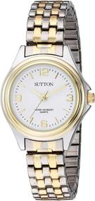 img 3 attached to Sutton by Armitron Women's 2-Tone Expansion Band Watch SU/1010WTTT