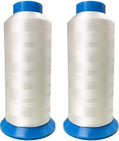 img 1 attached to 🧵 HimaPro Set of 2 Extra-Large White Bobbin Thread Spools for Embroidery and Sewing Machines - 5500 Yards (5000 Meters) Each - 100% Polyester - White & White