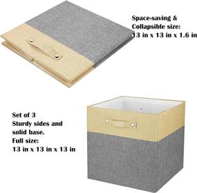 img 1 attached to 📦 Vextronic Cube Storage Bins 13x13 Set of 3: Large Fabric Baskets for Home, Office, Shelf, Closet – Dual Handles & Solid Baseboard – Toy & Clothes Organizer