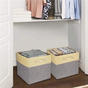 img 3 attached to 📦 Vextronic Cube Storage Bins 13x13 Set of 3: Large Fabric Baskets for Home, Office, Shelf, Closet – Dual Handles & Solid Baseboard – Toy & Clothes Organizer