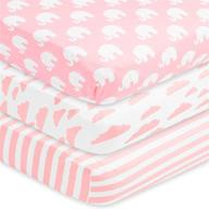 👶 soft and breathable jersey cotton baby crib sheets for girls, 3 pack, pink and white, universal fit - baebae goods logo
