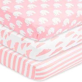 img 4 attached to 👶 Soft and Breathable Jersey Cotton Baby Crib Sheets for Girls, 3 Pack, Pink and White, Universal Fit - BaeBae Goods