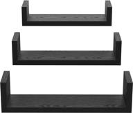 stylish and functional: greendew wall mounted floating shelves set of 3, ideal for room, kitchen, office, home decor - black logo