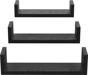 img 4 attached to Stylish and Functional: GREENDEW Wall Mounted Floating Shelves Set of 3, Ideal for Room, Kitchen, Office, Home Decor - Black