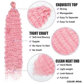 img 2 attached to 🌊 5-Packs 30 inch Ocean Wave Crochet Hair - Long Synthetic Extensions for Black Women, Deep Wave Hair for Passion Twists (125g/Pack, Pink)