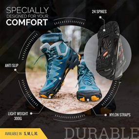 img 2 attached to 🏔️ All-Terrain Traction Cleats by Quadtrek - Anti-Skid Ice Claw Grip Crampons, Perfect for Snow Hiking, Trekking, and Mud. Compatible with Shoes, Boots, Sneakers, Sandals, and Loafers