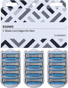 img 4 attached to Solimo 5-Blade Razor Refills for Men with Dual Lubrication and Precision Beard Trimmer - 12 Cartridges (Compatible with Solimo Razor Handles)