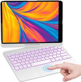 img 4 attached to Enhance Your iPad Experience with the New Touch iPad Keyboard Case - 10.2-inch iPad 7th Gen, 8th Gen (2020), Air 3, Pro 10.5 - 7 Color Backlight, 360° Protective Slim Cover - Smart Sleep Wake Function (White)