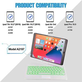 img 3 attached to Enhance Your iPad Experience with the New Touch iPad Keyboard Case - 10.2-inch iPad 7th Gen, 8th Gen (2020), Air 3, Pro 10.5 - 7 Color Backlight, 360° Protective Slim Cover - Smart Sleep Wake Function (White)