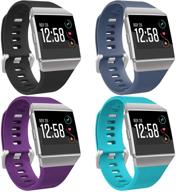 🏋️ jobese 4-pack sport accessory replacement wristbands for fitbit ionic - compatible bands for men and women (large/small) logo