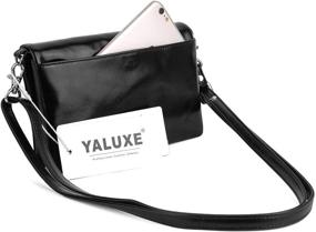 img 2 attached to 👜 YALUXE Genuine Leather Women's Purse Wristlet Wallet - RFID Blocking, Multiple Pockets, Large Capacity; Includes Shoulder Strap