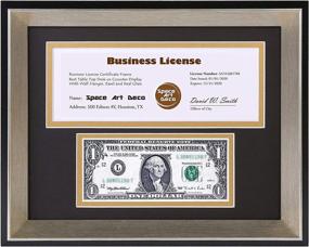 img 4 attached to 🚀 Space Art Deco Business License Frame - 8.5x11, Black/Gold Double Mat, Dollar &amp; 4x9 Openings, Easel Stand, Sawtooth Hanger (Black Frame with Silver Champagne Beveled Edge)