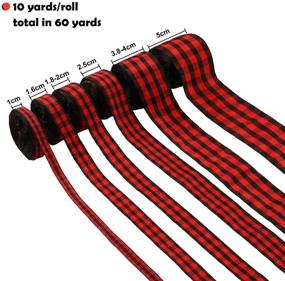 img 2 attached to 🎄 Christmas Plaid Burlap Ribbon - 60 Yards Gingham Wrapping Ribbon for Crafts, Decorations, Floral Bows - 6 Sizes (Red & Black)