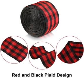 img 3 attached to 🎄 Christmas Plaid Burlap Ribbon - 60 Yards Gingham Wrapping Ribbon for Crafts, Decorations, Floral Bows - 6 Sizes (Red & Black)