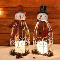 juegoal led candle lantern lights for christmas snowman decorations - battery operated holiday party, 2 pack logo