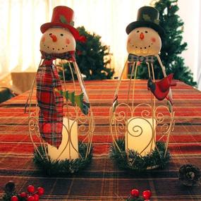 img 3 attached to Juegoal LED Candle Lantern Lights for Christmas Snowman Decorations - Battery Operated Holiday Party, 2 Pack