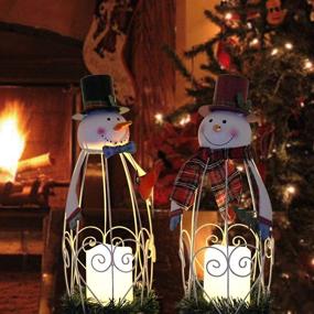 img 1 attached to Juegoal LED Candle Lantern Lights for Christmas Snowman Decorations - Battery Operated Holiday Party, 2 Pack