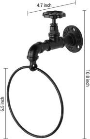 img 1 attached to 🔧 Rustic Industrial Black Metal Towel Ring with Wall-Mounted Faucet Design - from MyGift