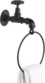 img 4 attached to 🔧 Rustic Industrial Black Metal Towel Ring with Wall-Mounted Faucet Design - from MyGift