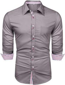 img 4 attached to 👔 LecGee Regular Men's Clothing: Sleeve Collar Cotton Shirts