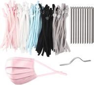 🎁 convenient pack of 48pcs + 2 free units: folded 4" long precut 1/5" flat elastic bands with adjustable buckles - 5 assorted colors + 30pcs self-adhesive aluminum nose clips. diy craft with high elasticity! logo