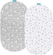 snoo smart sleeper bassinet sheets: premium 100% jersey knit cotton in grey print for baby logo