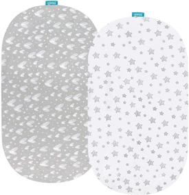 img 4 attached to SNOO Smart Sleeper Bassinet Sheets: Premium 100% Jersey Knit Cotton in Grey Print for Baby