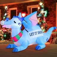 6ft long inflatable blue dragon with snowflake and led lights: perfect christmas party indoor and outdoor decorations for yard, garden, lawn logo