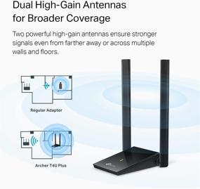img 1 attached to TP-Link Archer T4U Plus: Dual Band USB WiFi Adapter for Desktop PC - AC1300Mbps, High Gain 5dBi Antennas, Windows 10/8.1/8/7, Mac OS