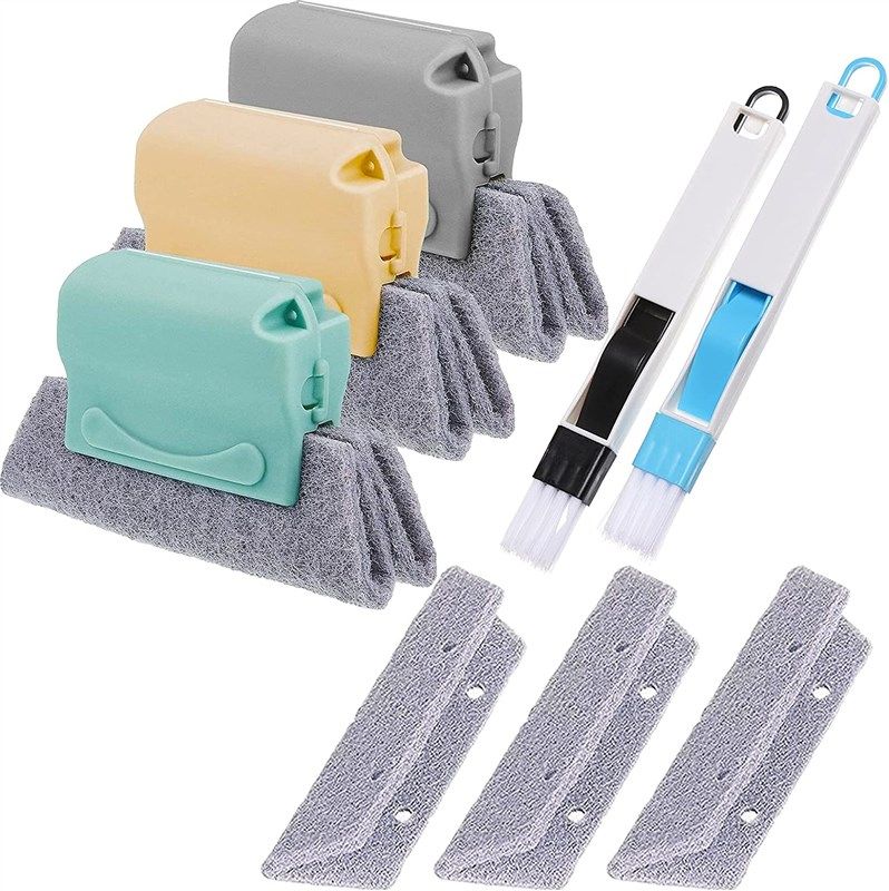 8pcs/Set Groove Window Cleaning Brush Set, Kitchen Bathroom