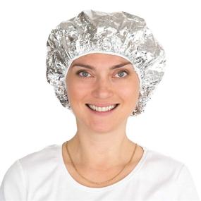 img 1 attached to 🧢 Efficient Aluminum Foil Processing Caps for Hair Coloring and Treatments - Pack of 12 - Disposable Deep Conditioning Hair Caps – Natural Heating Cap (Silver, 12 Pack)